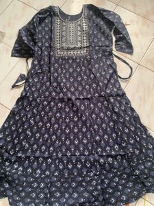 Elegant Printed Kurta navy blue cotton