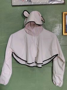 Sheer White Lightweight Jacket with Cute Print