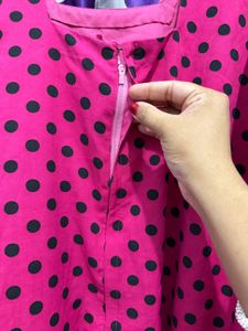 Pink Polka Dot Kurta Set