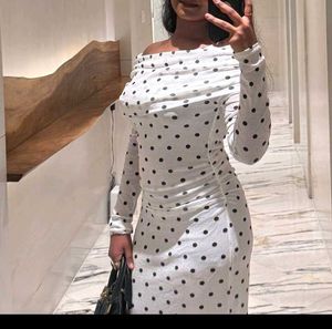 White Polka Dot Off-Shoulder Dress