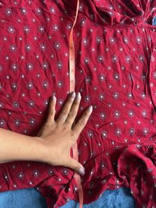 Red Floral Ruffle Top