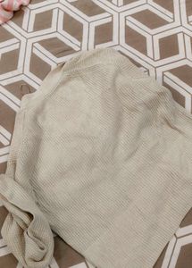 Cream Ribbed Button-Up Cardigan