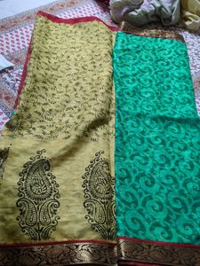 Elegant Green &amp; Maroon Saree