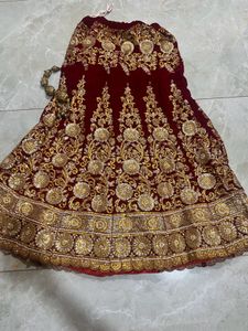 Embroidered Velvet Lehenga