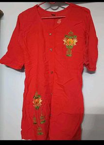 Red Embroidered Top