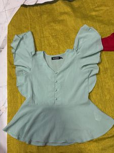 Chic Red Sweater &amp; Teal Peplum Top Bundle