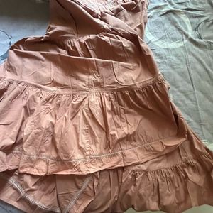 Brown Tiered Maxi Dress with Lace Detail