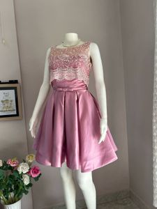 Pink Lace &amp; Satin Party Dress