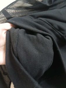 Chic Black Mesh Mock Neck Crop Top