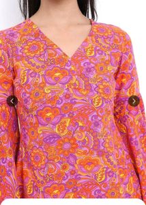 Retro Paisley Bell Sleeve Mini Dress