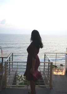 Maroon Embroidered Button-Up Dress