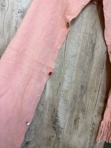 Pink Scarf with Pearl Embellishments