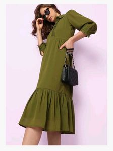 Stylish Olive Green Midi Dress