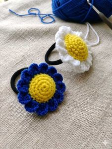 Handmade Crocheted Flower Hair Ties (Set of 2)