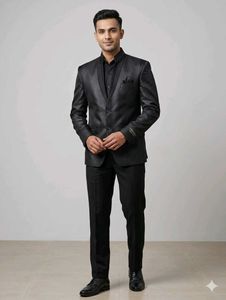 Sleek Black Bandhgala Suit Set
