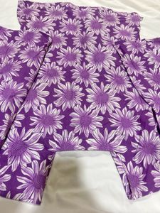 Purple Floral short  Print Fabric kurta