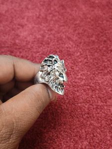 Sterling Silver Lion Head Ring