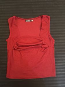 Red Ruched Tank Top