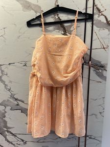 Peachy Daisy Print Mini Top Dress
