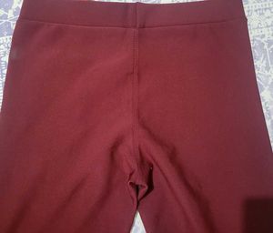 Chic Maroon Pants with Gold Zippers