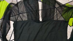 Black Mesh Sleeve Top