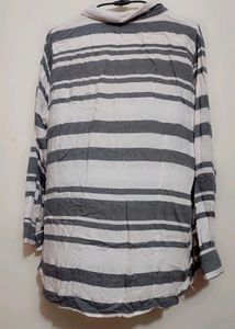 White Grey Lining Cotton Shirt For Girl 34 Bust