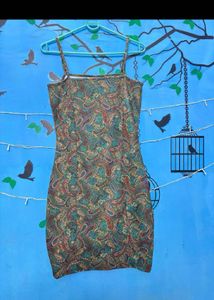 Paisley Print Spaghetti Strap Mini Dress