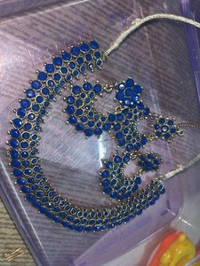 Chic Blue Stone Necklace Set
