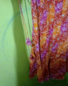 Bandhani Long Dress For Womens