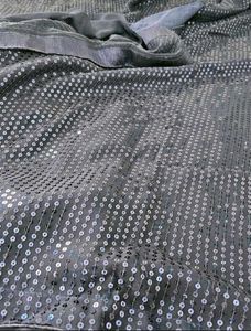 Sparkling Navy Blue Sequins Saree