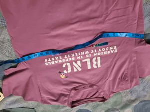 Men's Beautiful Printed Pink T Shirt In L 40 Size