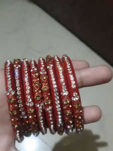 Red & Gold Beaded Bangles