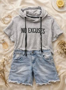Grey "No Excuses" Hoodie Top