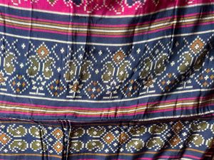 Pink Ikat Silk Saree