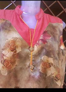 bust 40 Elegant Floral Print Jacket with Pink Gown