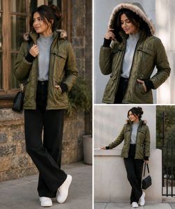 Stylish Women's Olive Green Puffer Jacket