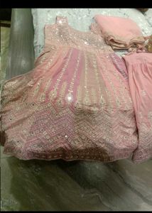 Stunning Pink Embroidered sarara set