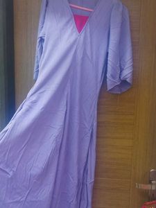 Lavender V-Neck Midi Dress