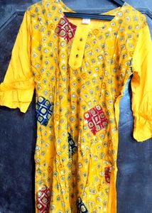 Yellow Kurta with Trendy Ruffle Sleeves