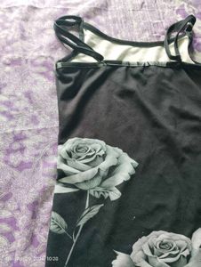 Black Rose Print Maxi Dress