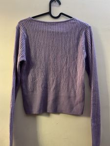 Lavender Square Neck Crop Sweater