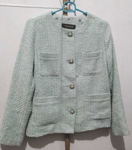 Elegant Light Blue Tweed Jacket