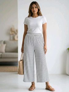(Stylish Black & White Striped Palazzo
