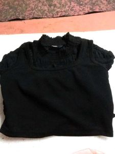 Stylish Black semi transparent Top with slip
