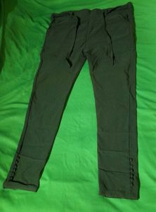 Olive Green Paperbag Waist Tie Knot Pants Trouser