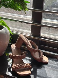 Nude Braided Block Heels 👡