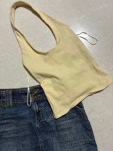 Y2k Butter Yellow ZARA Halter Neck Top