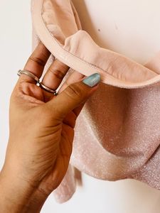 Shimmer Pink Tube Top With Attached Sleeves