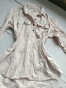 Light Pink Button-Down Tunic Top