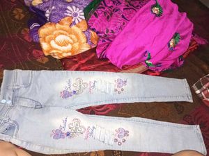 Girls Jeans with Cute Embroidery
